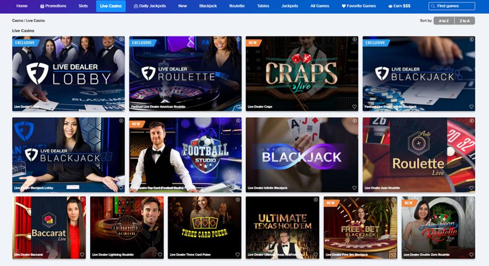 FanDuel Casino live dealer games screenshot