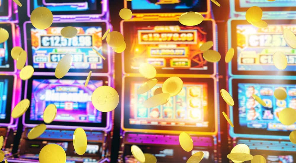 A slot with flying coins